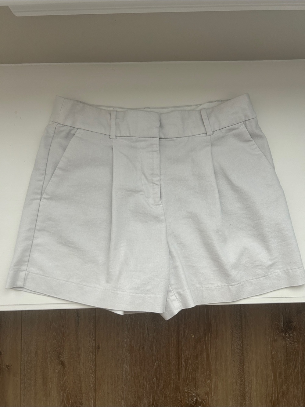 LOFT White High-Rise Pleated Shorts
